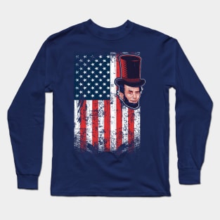 LINCOLN FLAG PROUD AMERICA Long Sleeve T-Shirt
